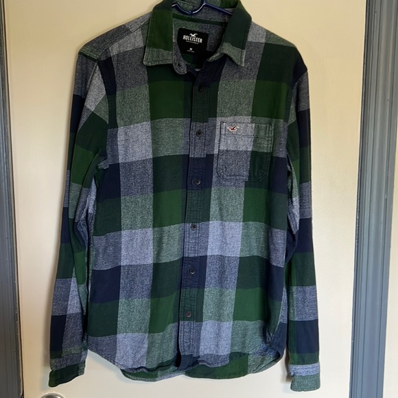 Mens Hollister Green/Navy Flannel Shirt, Size Medium - Picture 1 of 5